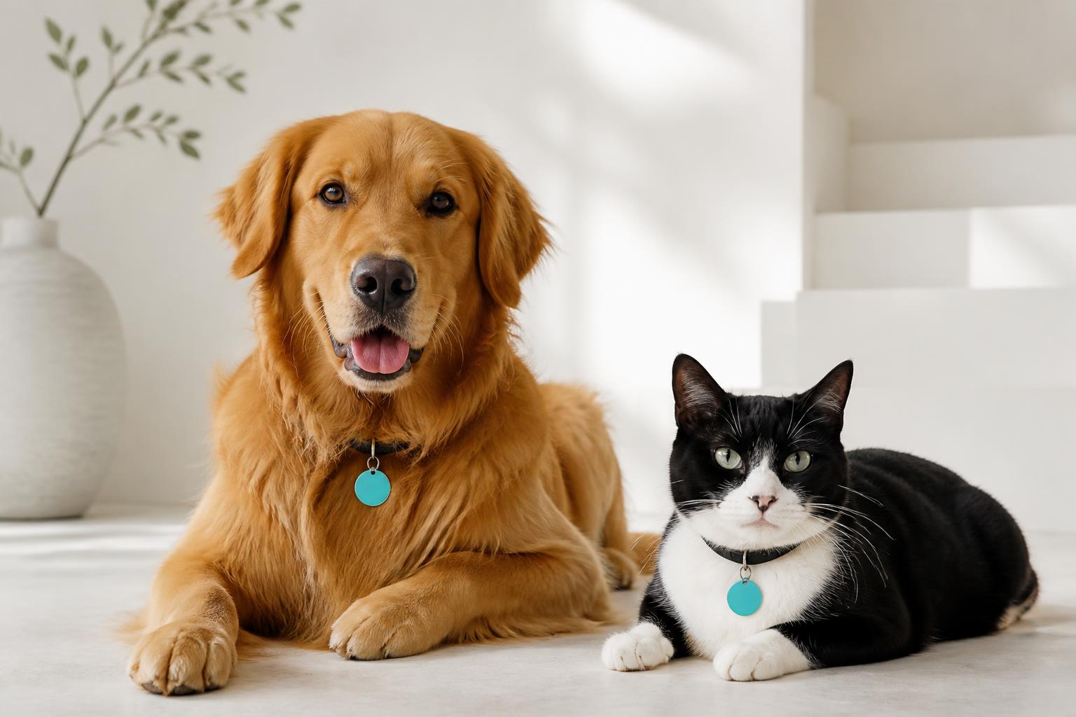 Cão e gato com AumiTag